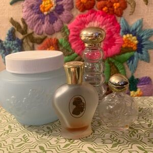 Set of 3 perfume bottle and Avon jar